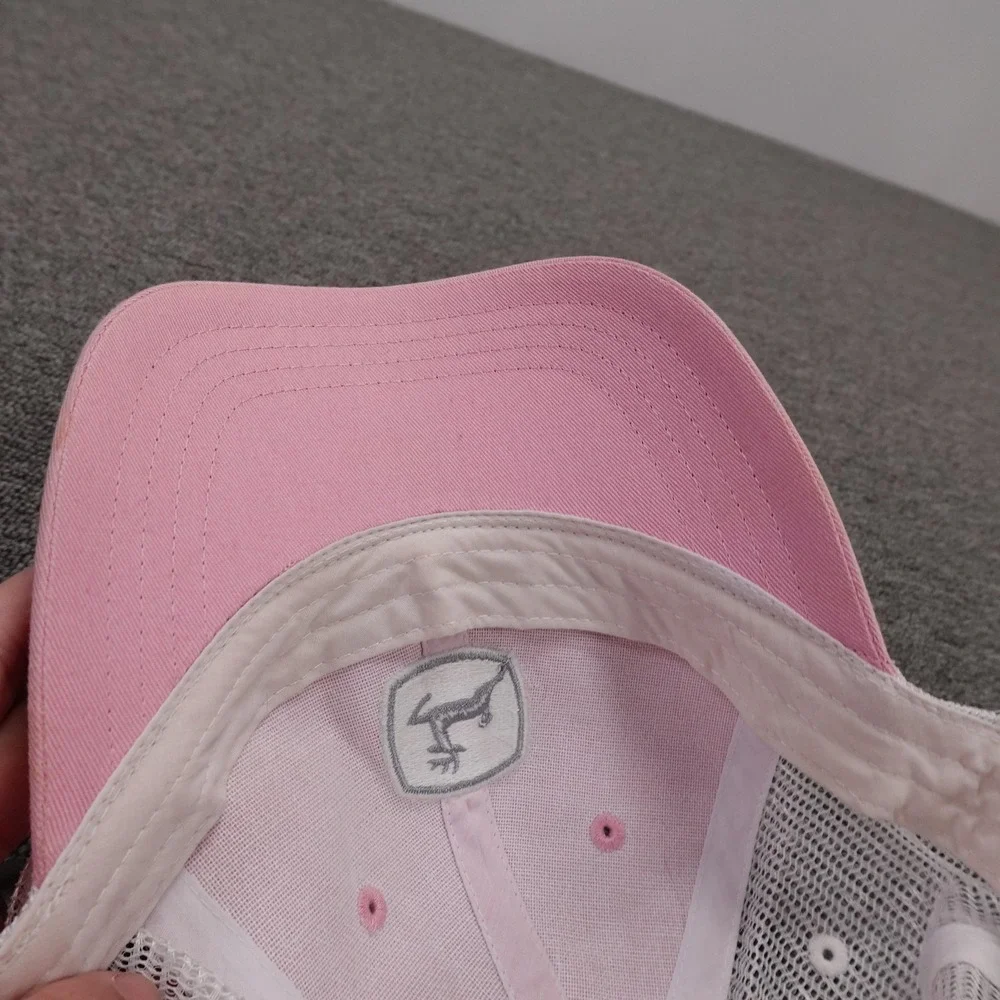 John Deere Hat Cap Snap Back Mens One Size Pink Mesh Trucker Baseball Logo
